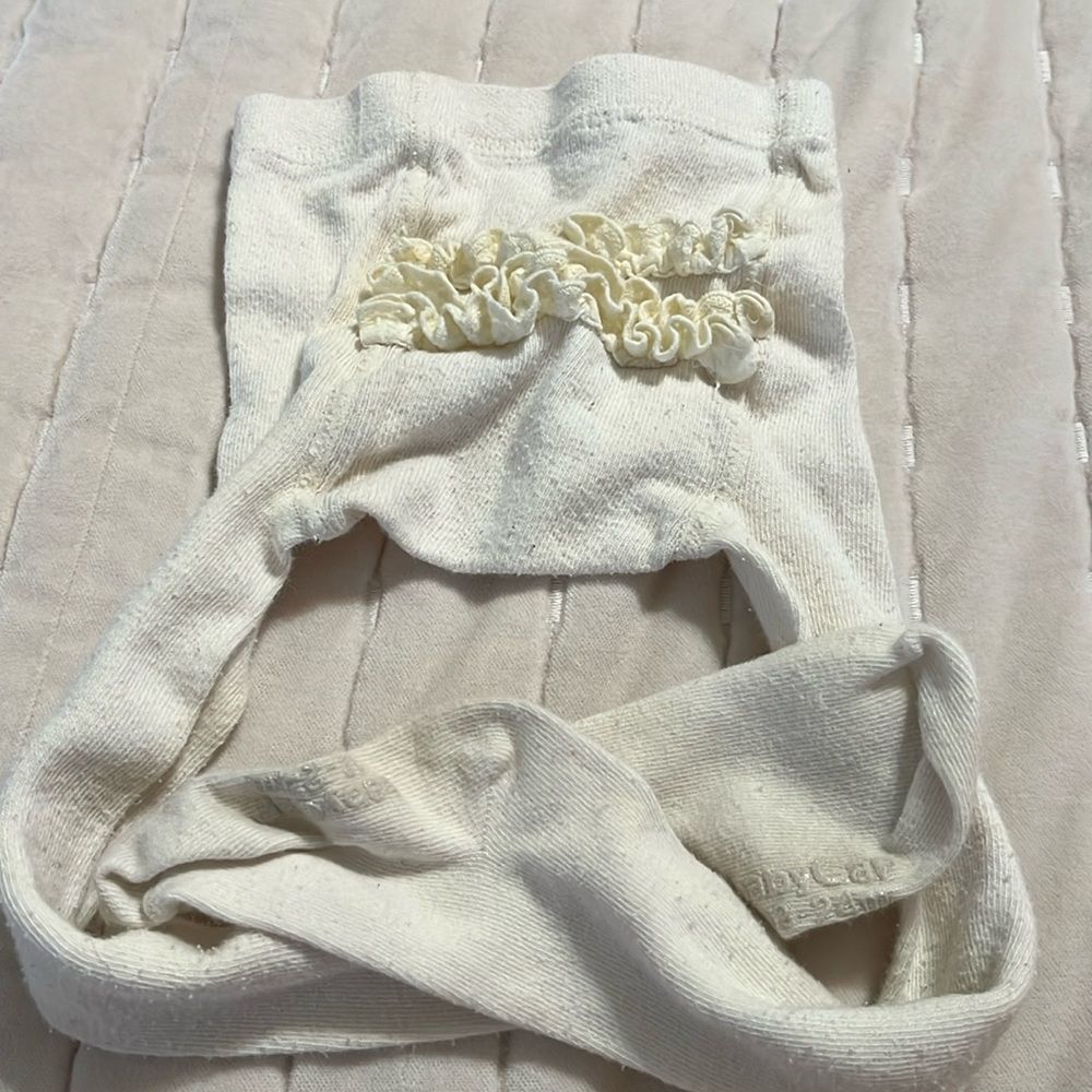Ruffle bum baby gap tights 12-24M. White/cream